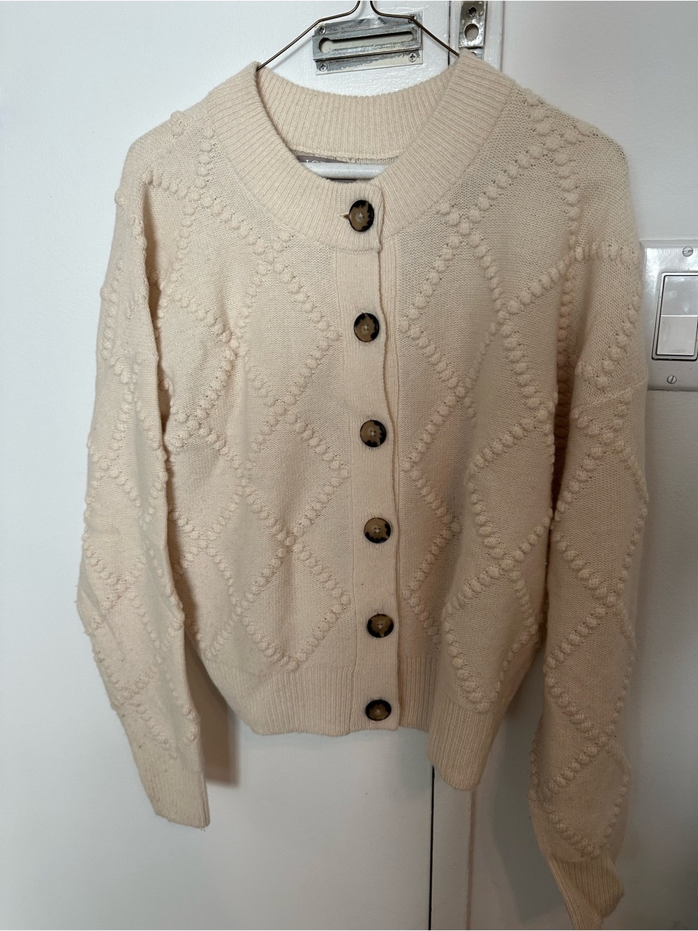 JCREW Cream Textured Button-Front Women's Sweater - Picture 2 of 5